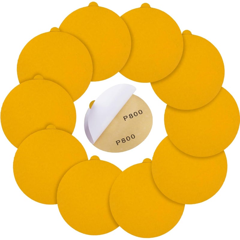 Shawya Gold PSA Sanding Discs 50 Pack 6 Inch with 800 Grit Sandpaper Self Adhesive Stickyback Sanding Disc Sandpaper for Professional Smoothing and Finishing - Image 1